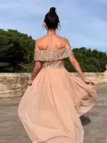 Sexy Off Shoulder Sequin Evening Dress Maxi Dresses