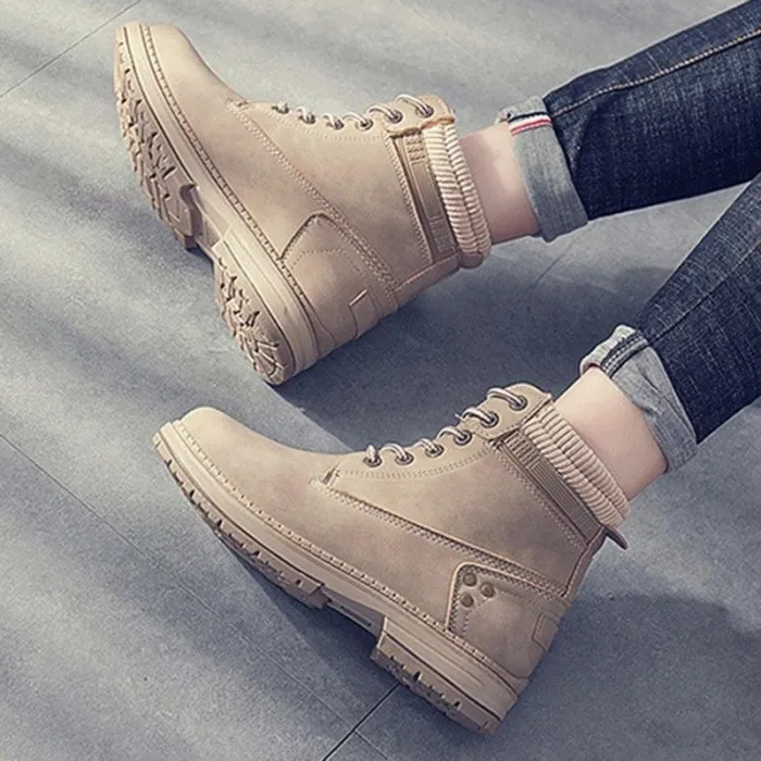 Women Autumn Winter Fur Ankle Boots Waterproof Slip on Shoes Snow Boots