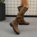 Womens Zipper Daily Chunky Heel Riding Knee High Boots