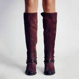 Women Vintage Lace Up Boots European Style Bandage Above Knee Boots