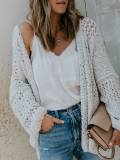 Plus Size Knitted Solid Casual Sweater