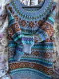 Color-Block Tribal Crew Neck Long Sleeve Women's Sweaters