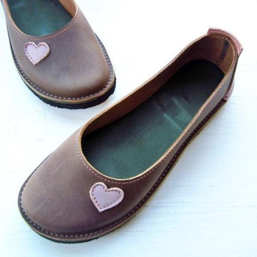 Women Soft Heart Flat Heel Summer Loafers