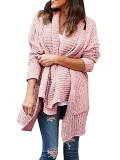 Solid Shawl Collar Casual Knitted Sweater