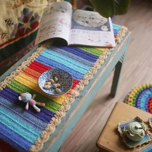 Rainbow Handmade Crocheted Table Mat