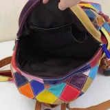 Leather stitching bohemian backpack