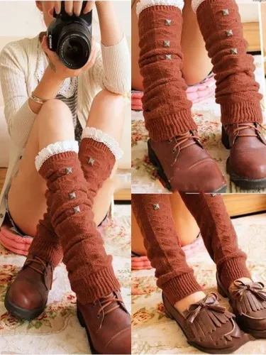 Women's lace lace pile socks
