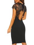 Sexy Lace See-Through Belted Bare Back Bodycon Dresses