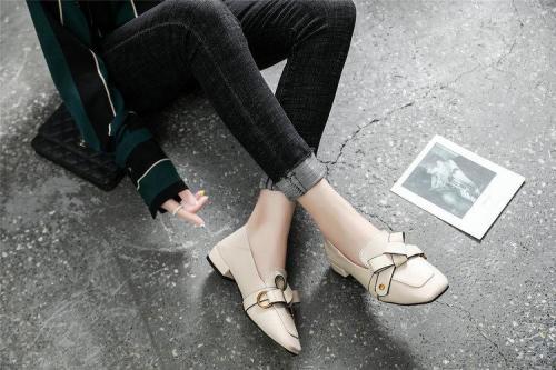 Natural Real Leather Bow Square Toe Flat Boat Shoes