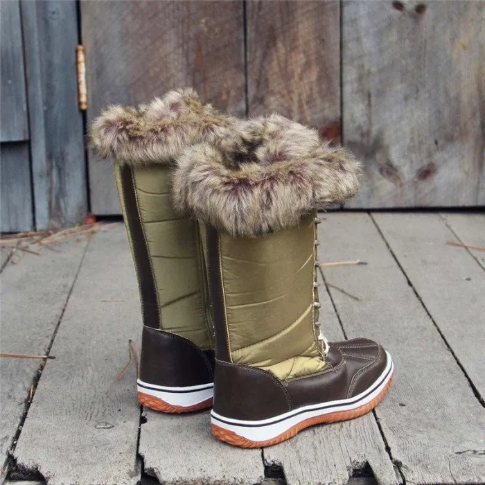 Women Winter Comfy Lace Up Mid-Calf Boots