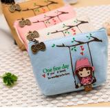 Printed Canvas Bag Coin Bag Super Cute Little Girl Cute Swing Zero Wallet