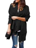 Solid Shawl Collar Casual Knitted Sweater