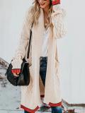 Long Cardigan Color Chiffon Pocket Cardigan