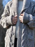 Grey Long Sleeve Knitted Buttoned plus size Outerwear