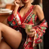 Beach A Lapel Printed Color Belt Cardigan