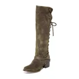 Women Vintage Lace Up Boots European Style Bandage Above Knee Boots