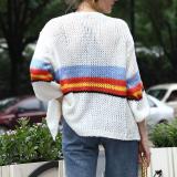 Casual Bat Sleeve Striped Knit Cardigan