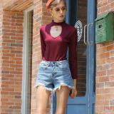 Solid color long-sleeved pullover sweater