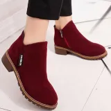 Green Slip-On Women's Suede Ankle Boots