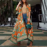 Women's Ethnic Print Short Sleeve Cardigan
