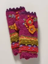 Fuchsia Knitted Tribal Casual Gloves & Mittens