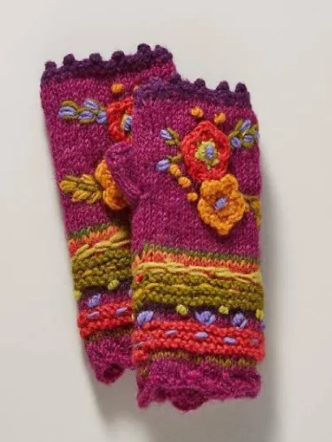 Fuchsia Knitted Tribal Casual Gloves & Mittens