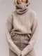 Women's High Collar Solid Color Knit Top