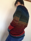 Color-Block Striped Long Sleeve Women's Sweaters