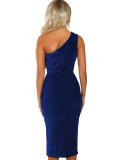 Sexy Sloping Shoulder Belted Slit Bodycon Dresses