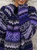 Color-Block Long Sleeve Tribal Sweaters