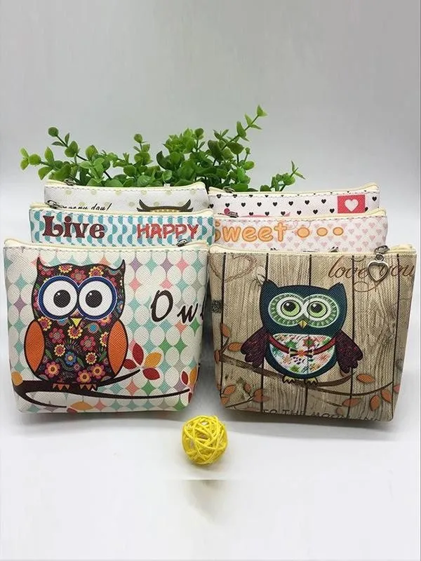 Fashion Cartoon Owl Zero Wallet Key Bag Children's PU Wallet Coin Bag