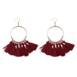 Bohemia Style Colorful Thread Tassel Pendants Big Round Hoop Earring