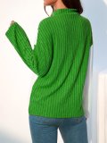 Color-Block Paneled Long Sleeve Stand Collar Shift Sweaters