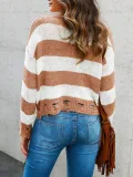 Long Sleeve Stripes Knitted Shirts & Tops