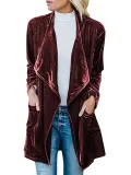 Long Sleeve Solid Casual Velvet Cardigans