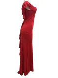 Fashion Off-Shoulder Pure Colour Off-Shoulder Fishtail Dress