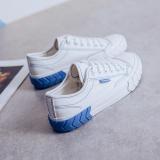 Women's Fashion Simple Color Matching Canvas Round Toe Sneakers