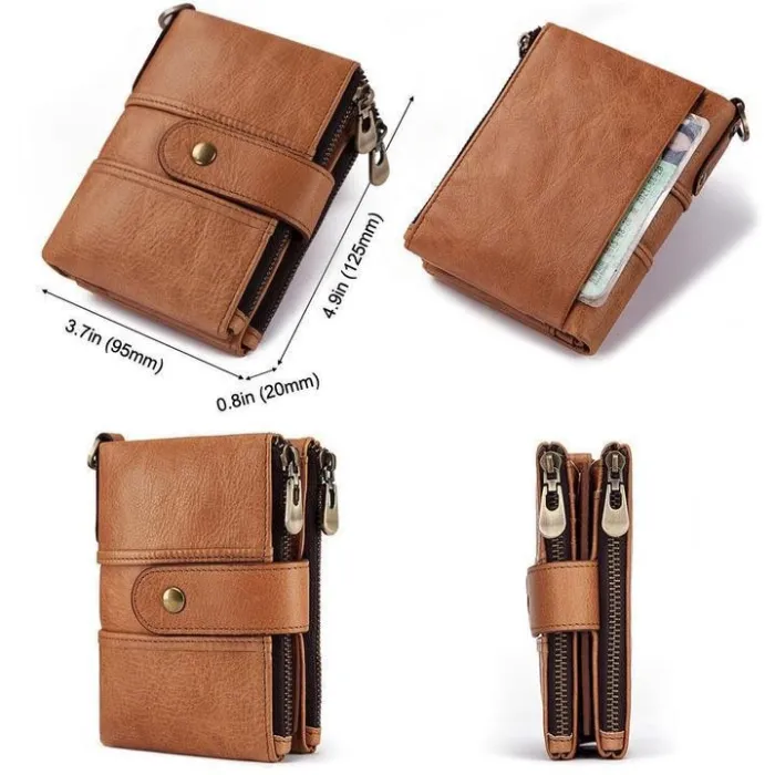 Men's Genuine Leather RFID Buckle Wallet