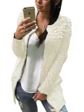 Knitted Crew Neck Long Sleeve Cardigans