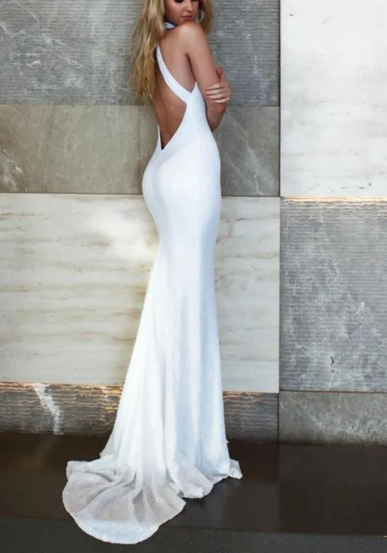 Fashion Bare Back   Sleeveless Evening Dress