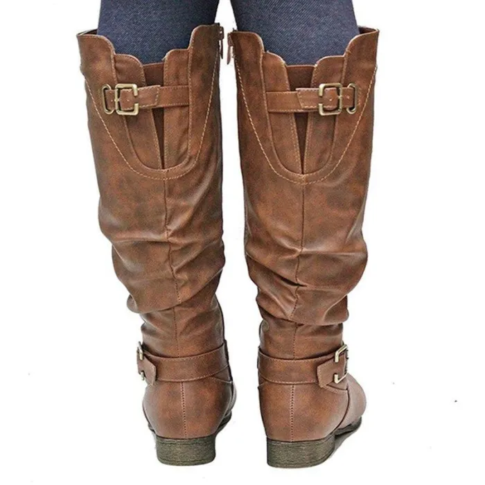 Womens Zipper Daily Chunky Heel Riding Knee High Boots