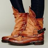 Women Vintage Mid Calf Booties Casual Plus Size Shoes