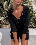 Pocket Button Linen Casual Jumpsuit