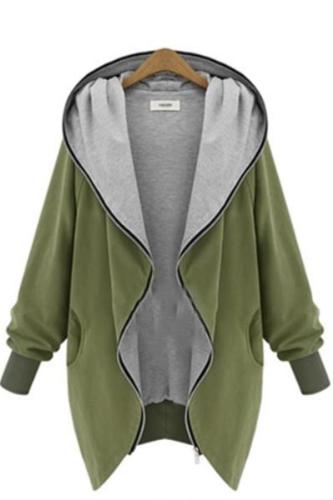 Fashion Zipper Long Sleeve Large Size Coat