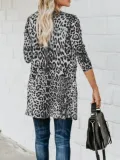 Long And Medium Leopard Loose Cardigan