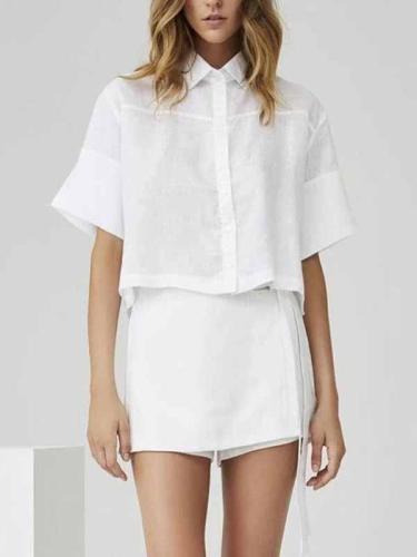 Casual Linen Short-Sleeved Shorts Suit