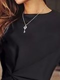 Crew Neck  Cutout Inverted Pleat  Plain Bodycon Dresses