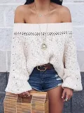Sexy Shoulder Lantern Long Sleeve Loose Knitted Sweaters