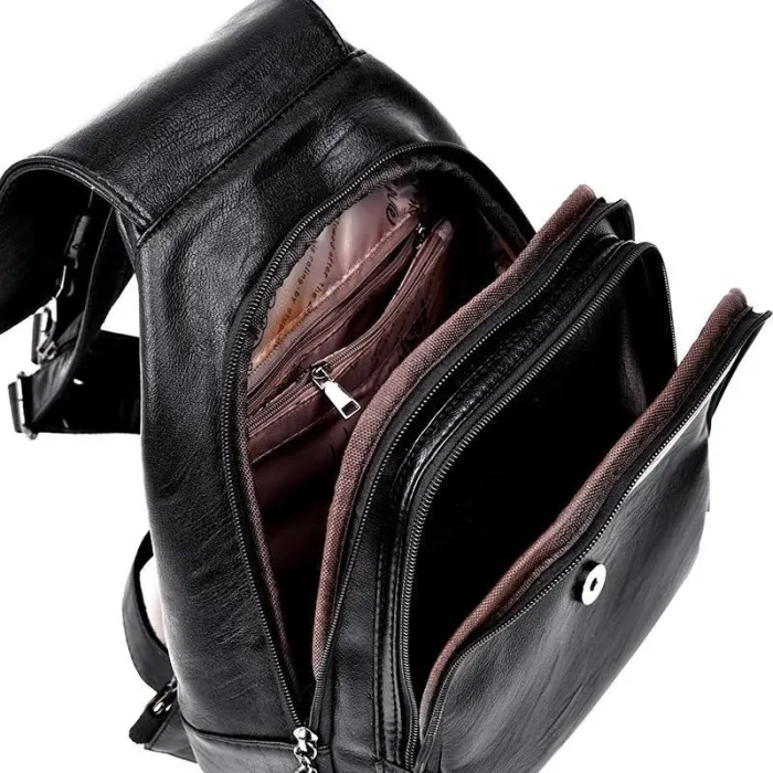 2 in 1 Women Leather Backpack+Crossbody Sling Shoulder Bag