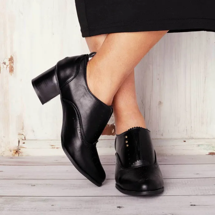Vintage Slip On Booties Chunky Heel Pu Boots